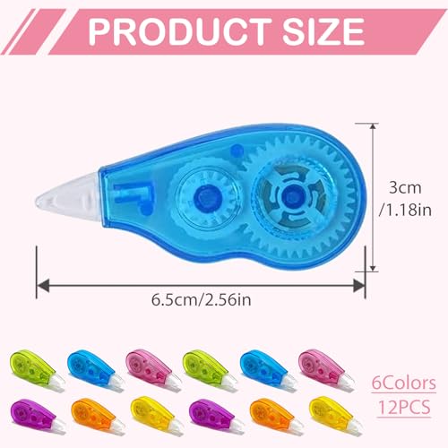 12pcs Mini Korrekturroller, 4 m x 5 mm Korrekturbänder Set Mini mit Schutzkappe Korrekturmaus Schulsachen Aesthetic Einfach zu Verwenden Fenster Korrigieren Roller für Kinder Zuhause Büro Schulsachen