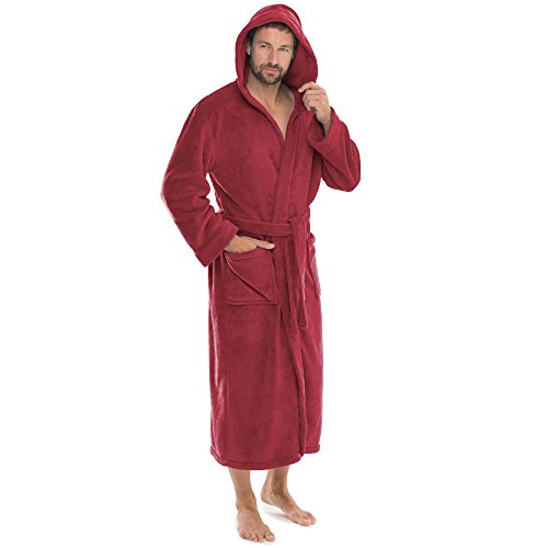 CelinaTex Albornoz con Capucha Suave para Mujer y Hombre, Tallas de la XS a la XXXL, poliéster, Burdeos, XXXL