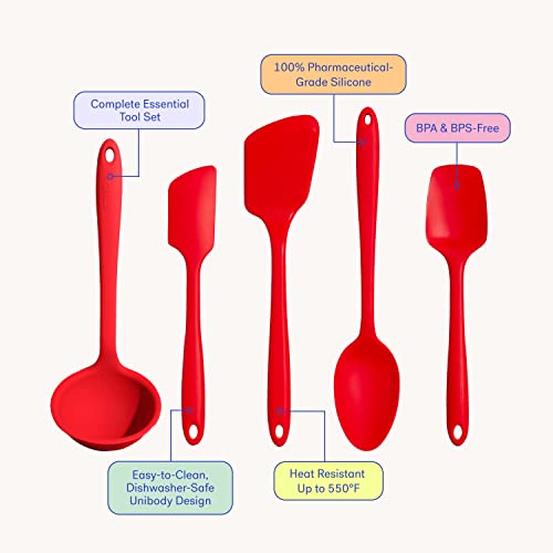 GIR: Get It Right 5 Piece Silicone Ultimate Kitchen Utensils Set - Ladle, Spatula, Flip, Spoon & Spoonula - Non-Toxic Cooking Utensils for Nonstick Cookware, Cooking and Baking - Studio White by GIR - Image 2