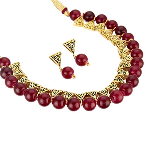 Saraa Gold Plated and Jewellery Set for Women & Girls (Red)