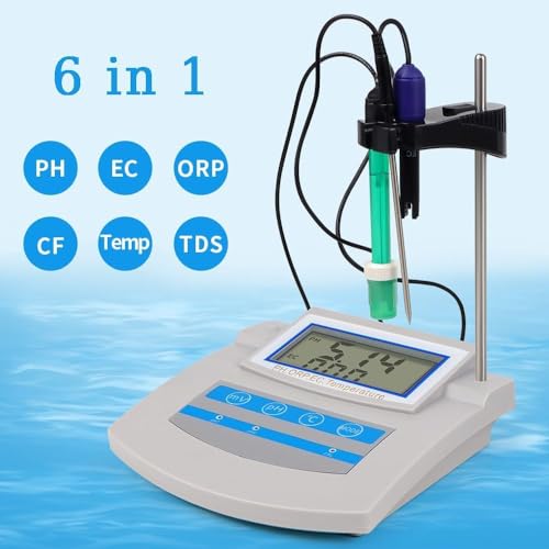 Medidor de pH digital 6 en 1 para medición de pH, ORP, TDS, CE y temperatura (0-50 °C), perfecto para acuarios y aplicaciones científicas