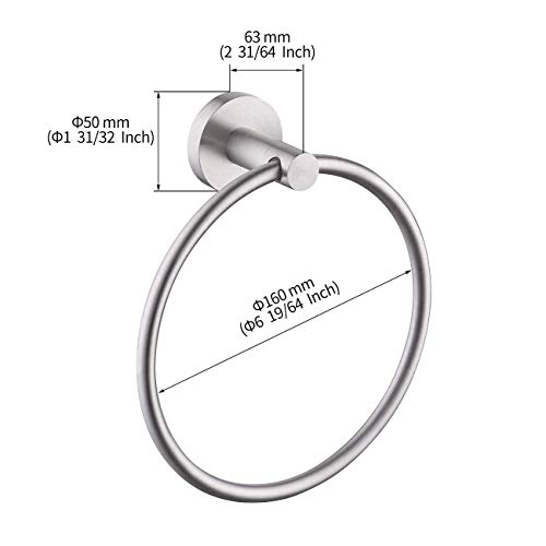 KES Towel Ring for Bathroom, Hand Towel Holder Round Towel Hanger Wall Mount SUS304 Stainless Steel Brushed Finish, A2180DG-2