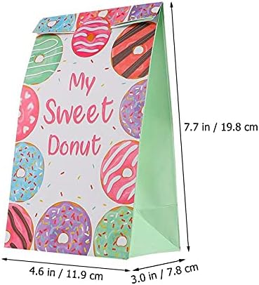 Sturdy Storage Box 12 Pcs Donut Theme Gift Bags Sturdy Paper Biscuits Bag Candy Bags for Birthday for Christmas, Halloween, Graduations, Weddings