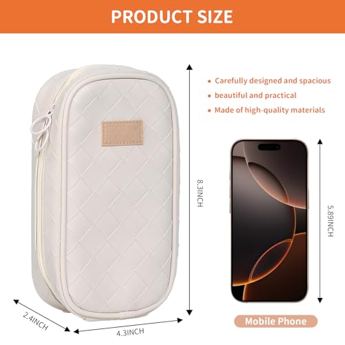 Image of Kaluofan Pencil Case, Large Capacity Pencil Pouch, Extra Big Pencil Bag with 6 Compartments Pencil Case Pouch, Portable Pencil Case Pouch Holder Box Organizer Cosmetic Bag(White)