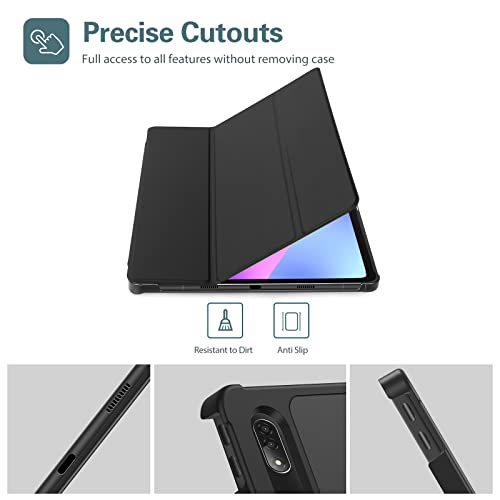 Procase Case For Lenovo Tab P12 Pro 12.6 Inch 2021 Tablet Case, Smart Cover, Ultra Thin, Lightweight Flaps, Protective Case, Stand With Pen Holder - Black #TOP7
