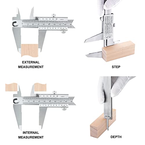 Image of Clockwise Tools Vernier Caliper, DVLR-0805D 0-8 Inch /200 mm, Inch /Metric Conversion, Stainless Steel