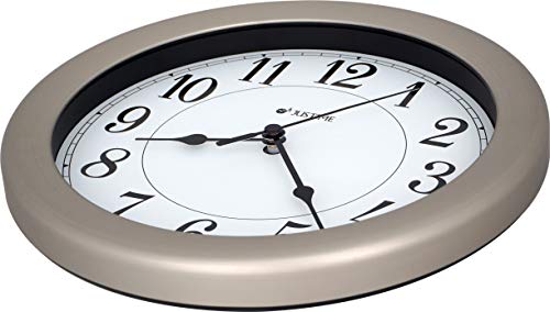 Justime 8.5 Inch Brushed Metal Water Resistant Wall Clock, Special For Small Space, Office, Boats, Rv (Brushed Chrome) #TOP3