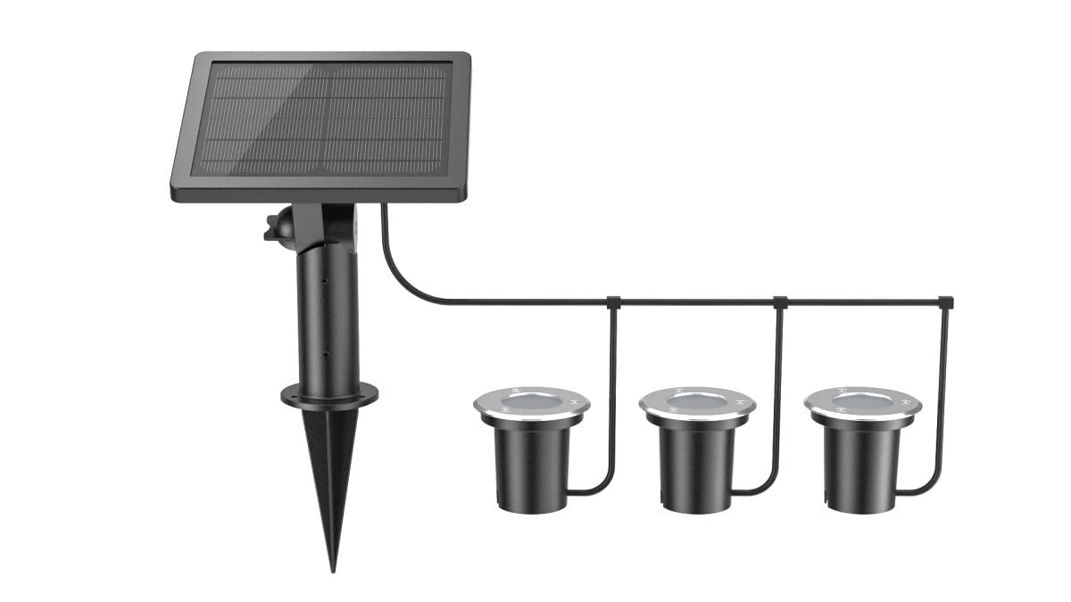 LICHT DISCOUNT LED Solar 3 Stück Boden Leuchten Set HY26WSR801 warm weiß Wegleuchten Edelstahl Bodeneinbaustrahler Spots