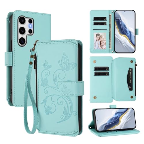 Étui Samsung S26 Plus antichoc en cuir vert pastel