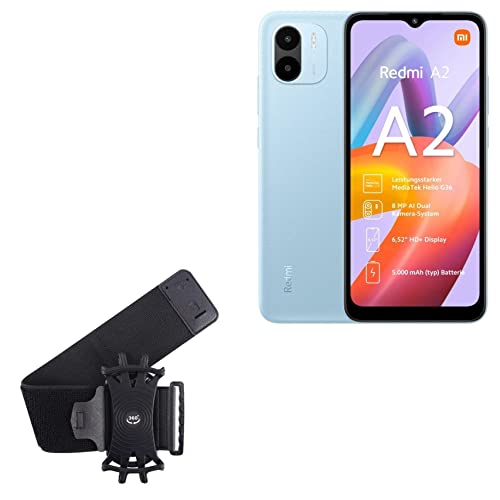 BoxWave Holster Compatible with Xiaomi Redmi A2 - ActiveStretch Sport Armband, Adjustable Armband for Workout and Running - Jet Black