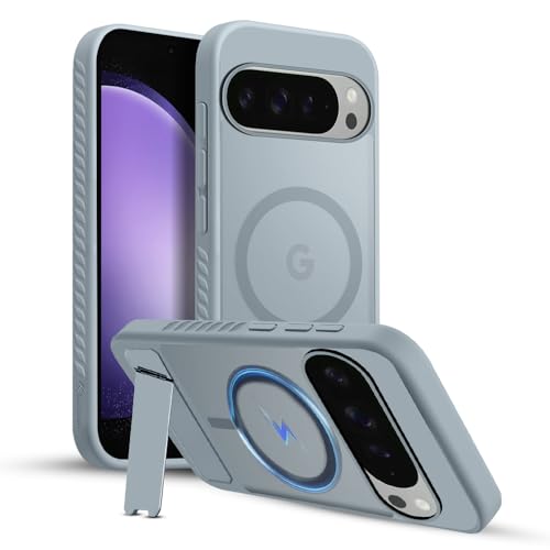 Image of KARWANUltra Hybrid Matte Back Cover Case Compatible with Stand Magnetic for Google Pixel 9 Pro | Mag-Safe Wireless Charging | Camera Bump Protection -(Grey)