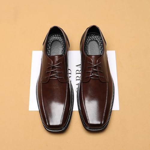 Santimon Men's Formal Leather Dress Shoes Lace-up Business Classic Comfortable Oxfords for Office Wedding Daily Wear Black, Brown, Burgundy4