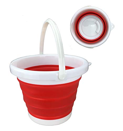 GMMH Silikoneimer Falteimer Faltbarer Silikon Eimer 5 L Zusammenlegbar Camping (rot)