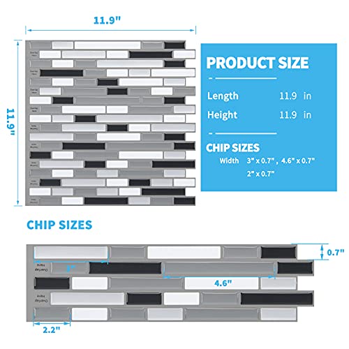 Art3d 12" x 12" Peel and Stick Tile Kitchen Backsplash Sticker Gray Brick (6 Tiles) by Art3d - Image 7