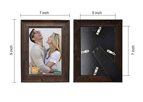 Decanit 5X7 Picture Frames Rustic Distressed Brown Wood Pattern High Definition Glass For Table Top Display And Wall Mounting Photo Frame，Pack Of 4 #TOP1