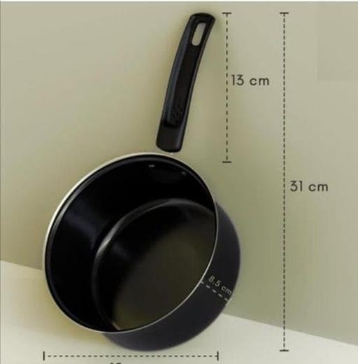 Image of 5 Piece Non Stick Cookware Set Kadai Frypan Saucepan Cast Iron Kitchen Gas Induction Compatible Durable Use Set Black Free Size