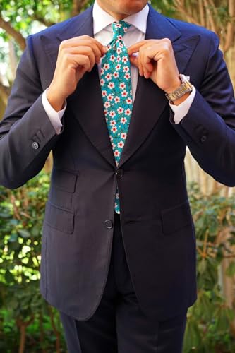 Image of OTAA Floral Necktie Casual Ties for Men - Perfect Neck Tie for Groomsmen Wedding Ties or Formal Occasions