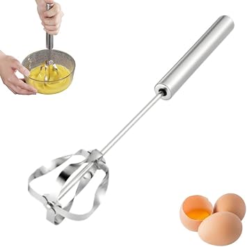 2026 New Stainless Steel Semi-Automatic Whisk, Wider Whisk Head Hand Push Rotary, Multi-Functional Hand Push Mixer, Blender for Cooking Kitchen Home Egg Milk Upgrade 12in