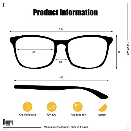 Bouryo Blue Light Blocking Glasses For Women Men Tr90 Computer Eyewear(Black+Tortoise) #TOP3