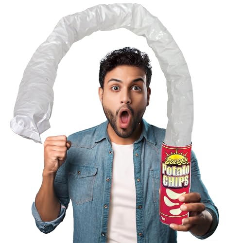 Vaulted Skulls & Co Potato Chips Snake Can | Fake Snake in a Chips Can | Prank Potato Chips Can | Gag Gift Spring Snake Can | Joke Potato Chips | Snake in a Can | Red/Yellow | 8.5"