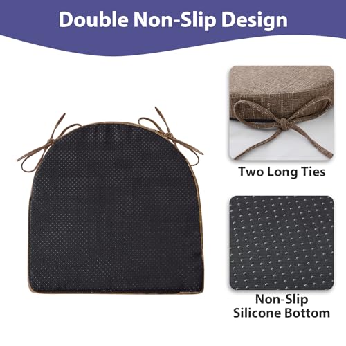 Image of IPYNBAP Chair Cushions for Dining Chairs, Kitchen Chair Cushions, 16'' x 16'' x 2'', Non Slip Indoor Seat Cushions, Chair Pads for Dining Chairs with Ties & Removable Cover, Set of 2, Brown