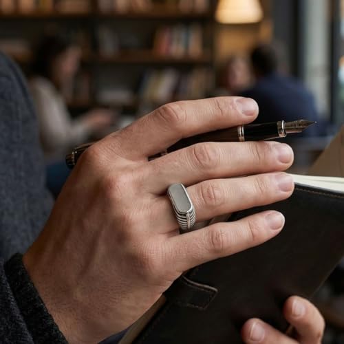 Image of Parasmoni silver gens ring
