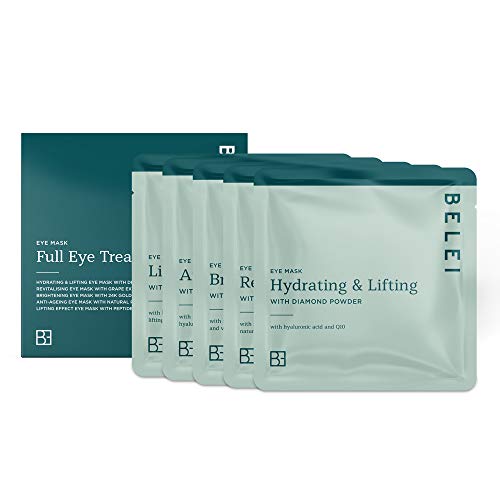 Preisvergleich Produktbild Amazon-Marke: Belei - Augenmaskenset zur vollständigen Behandlung - 5 Masken (Feuchtigkeitsspendend und straffend, Revitalisierend, Aufhellend, Anti-Aging, Lifting-Effekt)