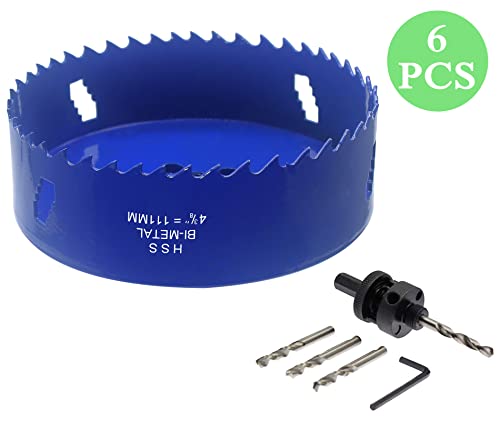 Image of 4-3 /8 Inch Hole Saw with Arbor, 1.2 Inch Cutting Depth