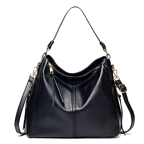 FANDARE Femmes Sac à Main Sac à Bandouliere Sac portés Main en PU Cuir Fille Sac D'épaule Sac Fourre Grand Sacoche Sacs de Plage Cabas Voyage Multifonctionnel Messenger Bag Noir