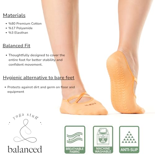 Image of Pilates Socks for Women, Non-Slip Grip Yoga Socks with Grips for Barre, Studio & Home Workouts