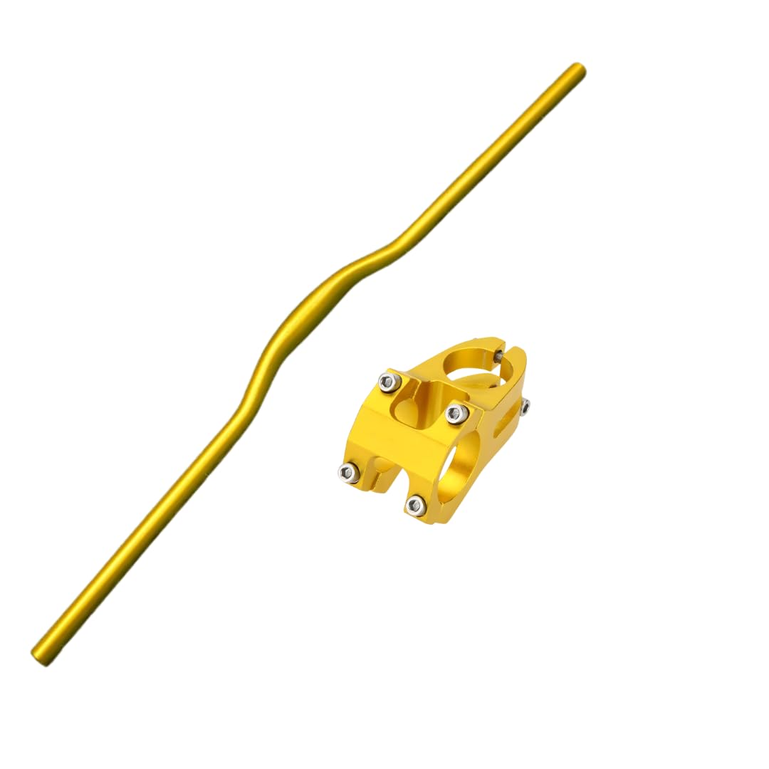 FCC Racing Bicycle Handlebar & Stem Combo (Golden) – 760mm Aluminum Alloy MTB Riser Bar with 31.8mm Stem | Premium Handlebars for Mountain Bikes (Golden Color)-picture-16