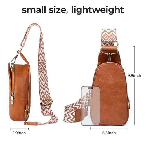 PU Leather Sling Bag for Women | Small Crossbody Bags for Women - Sling Backpack Crossbody Purse Shoulder Chest Bag Suitable for Travel, Weekend Vacations, Daily Use (Brown)4