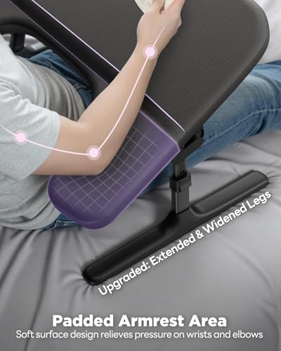 Image of SAIJI Laptop Lap Desk for Bed & Couch with Soft Armrest, Bed Desk Table | Ergonomic Curved Design, Soft Padded Armrests, Height & tilt angles Adjustable, Foldable & Versatile Surface