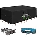RICHIE Patio Furniture Covers - 600D Heavy Duty Waterproof Rectangle Table Cover, Lawn Furniture Set Covers for Outside Dining Table and Chairs Seating 111"L x 74"W x 28"H