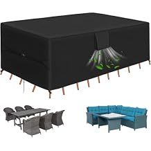 RICHIE Patio Furniture Covers - 600D Heavy Duty Waterproof Rectangle Table Cover, Lawn Furniture Set Covers for Outside Dining Table and Chairs Seating 108"L x 82"W x 28"H
