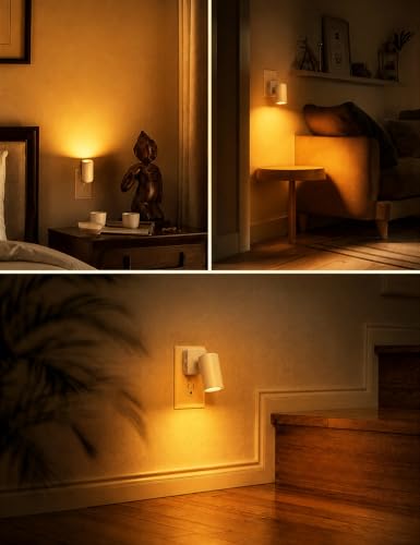 Image of L LOHAS LED Night Lights Plug into Wall,[2-Pack] Wall Spot Lights Indoor with Light Sensor,Amber Night Lights,for Home Decor Party Bathroom,Hallway