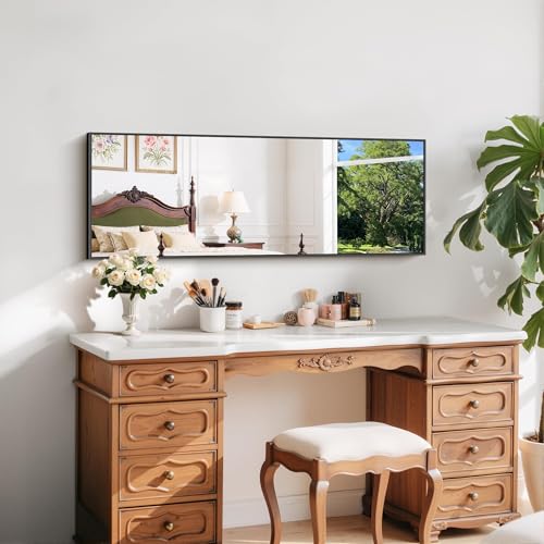 Image of COFENY Black Bathroom Mirror for Wall, 16x48 Inch Rectangle Mirror with Metal Frame, Modern Vanity Mirrors for Bathroom Living Room, Entryway Hangs Horizontal or Vertical