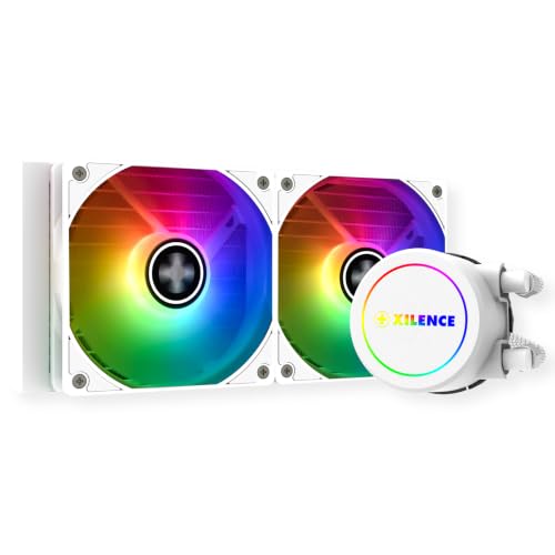 Xilence LQ240.W.ARGB AMD und Intel AiO 240mm Wasserkühlung, 2x 120mm ARGB PWM Lüfter, 300W TDP, transparent/weiß