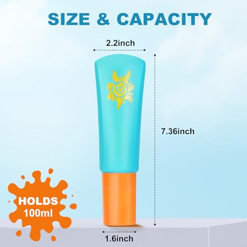 MONVIE Sunscreen Applicator, Refillable and Spill Proof Kids Sunscreen Lotion Applicator with Soft Foam Sponge For Kids, Adults & Families, Summer and Vacation 1Pcs Bule