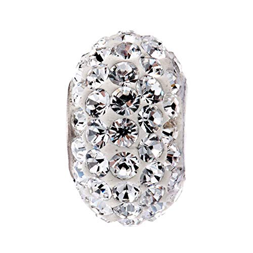 Charmsstory 925 Sterling Silver White Simulated Birthstone Charms Synthetic Crystal Bead For Bracelets #TOP3