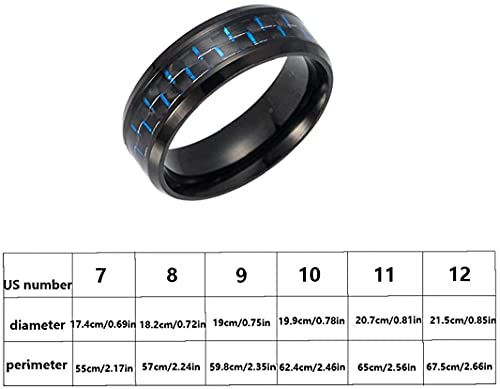 Anel masculino de titânio moderno banhado com fibra de carbono incrustado anel de diâmetro 17,4 mm 1