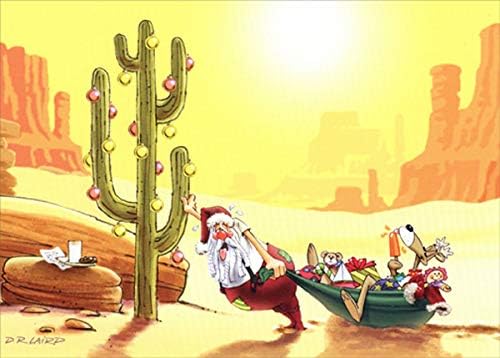 LPG Greetings Santa Delivers Toys in the Desert : DR Laird Box of 18 Funny Western Christmas Cards