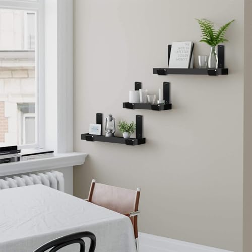 8 Pack - 9.25" L x 6" H x 1.5" W J Lip Shelf Brackets Rustic Farmhouse Iron Wall Floating Shelf Bracket Metal Shelf Bracket Industrial Shelf Supports with Screws Black by MHMYDZ - Image 4