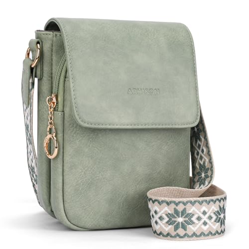 APHISON Small Crossbody Bags for Women Trendy, Leather Phone Wallet Purses Handbags Card Slots with Adjustable Guitar Strap