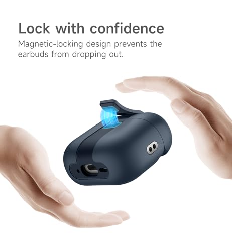 Image of SURITCH for AirPods 4 Case (2024), Magnetic Lock Bumper Cases Compatible with Airpods 4th Generation, Rugged Protective Cover with Stylish Hanging Lanyard Cases for Women Men, Navy