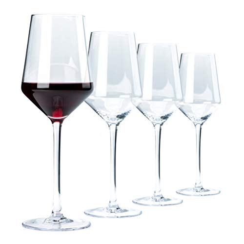 Aspen & Birch - Classic Wine Glasses Set Of 4 - Red Wine Glasses Or White Wine Glasses, Premium Crystal Stemware, Long Stem Wine Glasses Set, Clear, 15 Oz, Hand Blown Glass Crafted By Artisans #TOP6