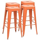 Furmax 30 Inches Metal Bar Stools Bar Height High Backless Stools Indoor Outdoor Stackable Kitchen S