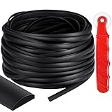 LEIFIDE Flat Screen Spline 0.315 Width Vinyl Window Screen Spline with Rolling Tool Black Flat Bottom and Curved Top Edge Repair Kit for Installing Window Patio Door(200 ft)