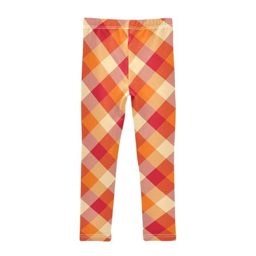 Autumn Checkered Red Yellow Plaid Girl's Leggings for Kids Toddler Girls Sweatpants Legging Pants Ballet Tights2
