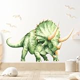 SoeUyd Pegatinas Infantiles Pared, Adesivi Murali Dinosauri, Adhesivos Decorativos de Dinosaurios Triceratops, Adecuados para Habitaciones Infantiles, Dormitorios de Niños y Salas de Juegos
